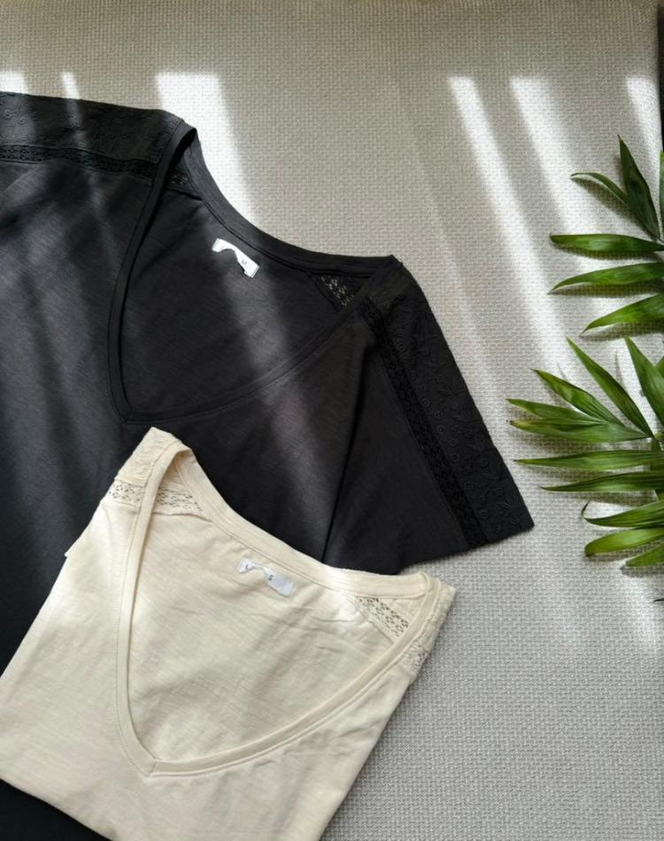 تیشرت سرشانه گیپوردار