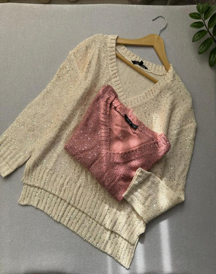 بلوز بافت پولک دوزی یقه هفت