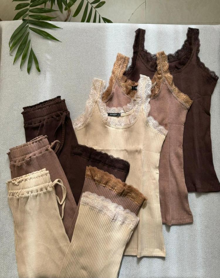 ست تاپ وشلوار توردار